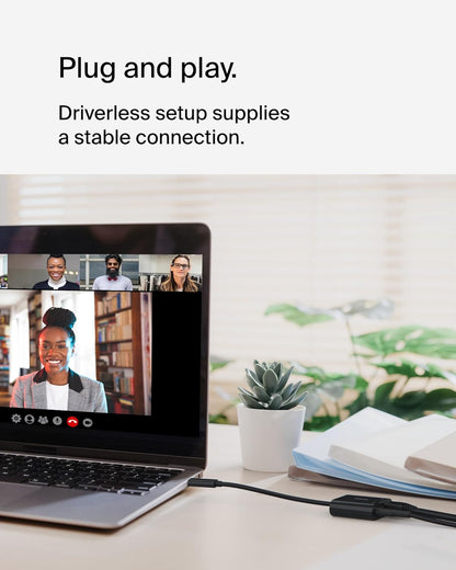 Belkin Connect Adaptateur USB-C vers Ethernet + Recharge (100 W, Gigabit Ethernet,  Mbits pour Une Connexion Internet Rapide, Compatible avec iPhone 16, Samsung Galaxy S24, etc.