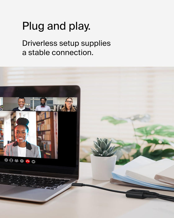 Belkin Connect Adaptateur USB-C vers Ethernet + Recharge (100 W, Gigabit Ethernet,  Mbits pour Une Connexion Internet Rapide, Compatible avec iPhone 16, Samsung Galaxy S24, etc.