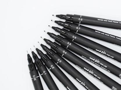 Uni - Uni Pin Setx8 Classic - Black - 0.05 To 1.2Mm And A Brush Tip
