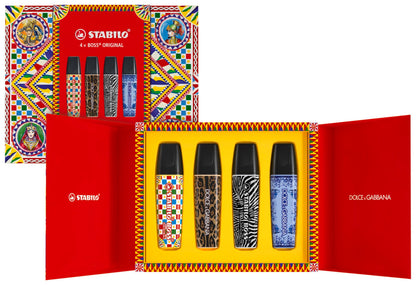 Textmarker - STABILO BOSS ORIGINAL x DOLCE&GABBANA - 4er Premium-Box - limitierte Edition