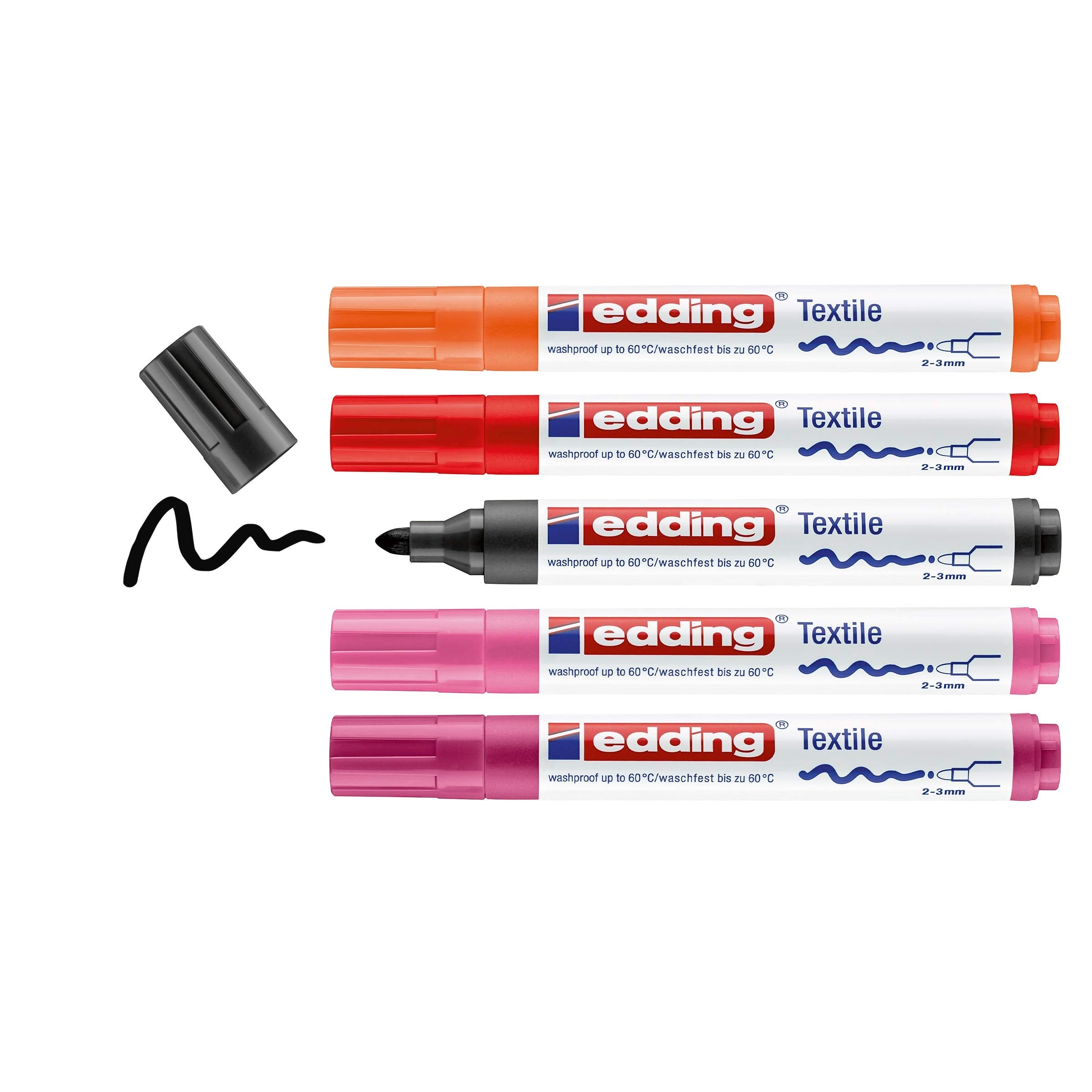Edding - 4500 Textile Marker Set Of 5 Pcs Warm Colours - (706825)