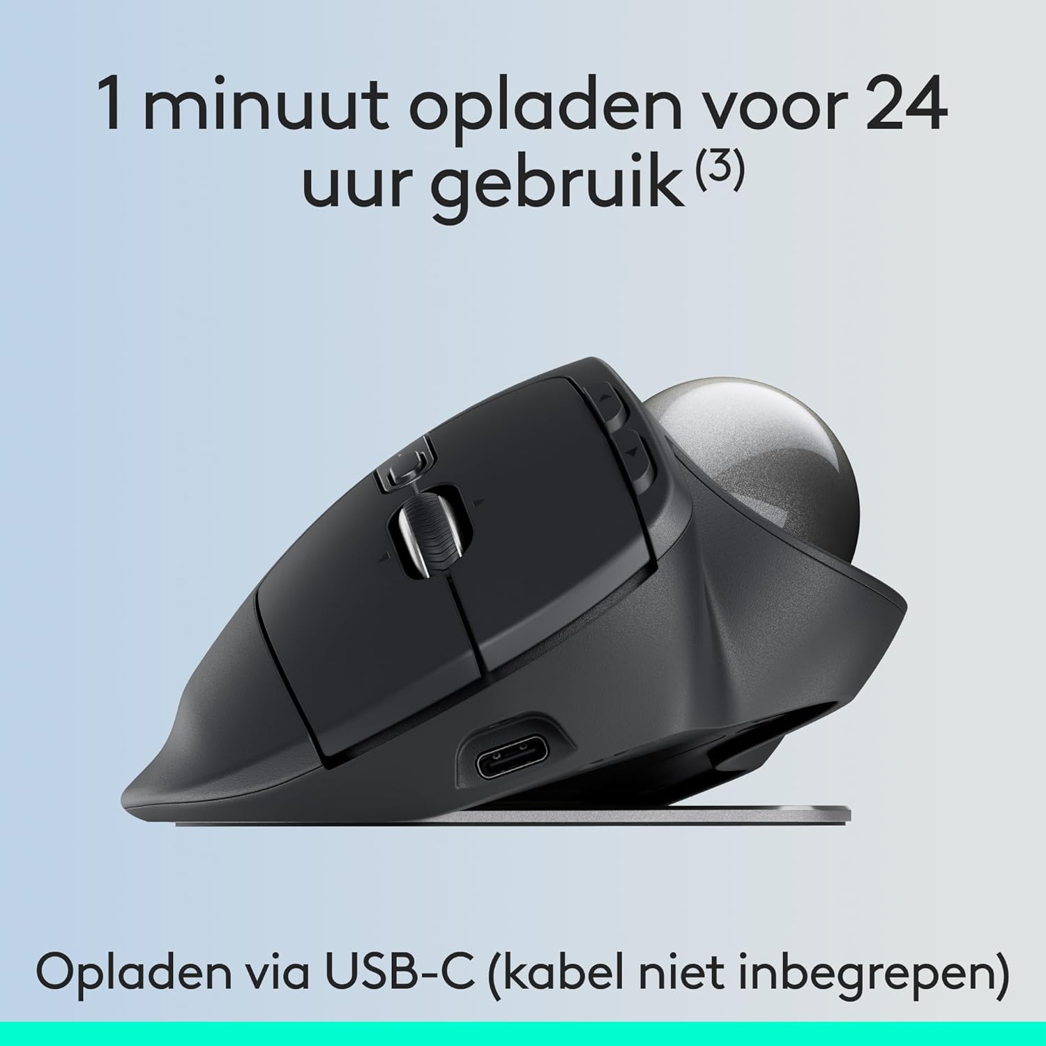 Logitech MX Ergo S Advanced Wireless Trackball Mouse, USB-C Rechargeable Wireless Ergonomic Mouse With Bluetooth and Encrypted Dongle, 6 Programmable Buttons, for PC/Mac - Graphite