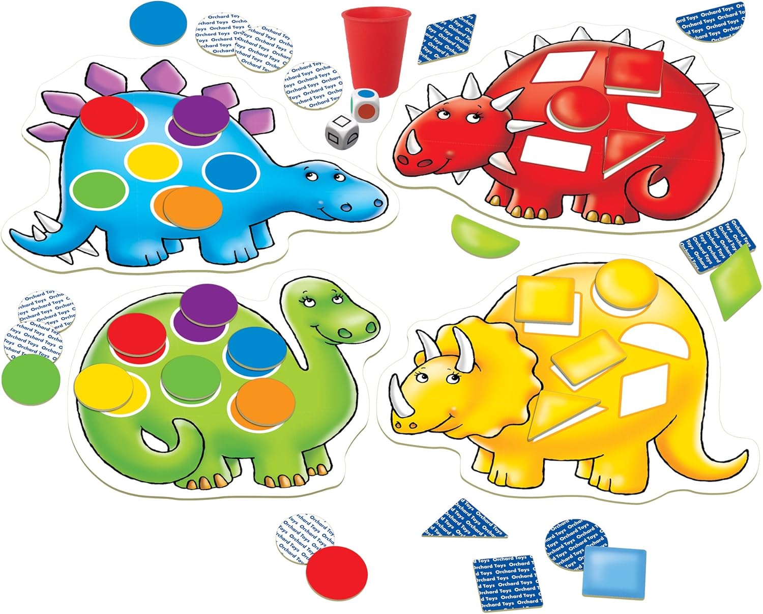 Orchard Toys Dotty Dinosaurs Game, Colour and Shape Game for Children, 2 Games in 1, Perfect for Children Age 3-6, Educational Toy Game