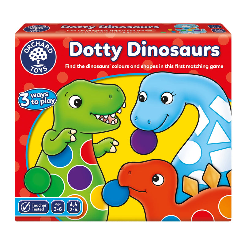 Orchard Toys Dotty Dinosaurs Game, Colour and Shape Game for Children, 2 Games in 1, Perfect for Children Age 3-6, Educational Toy Game