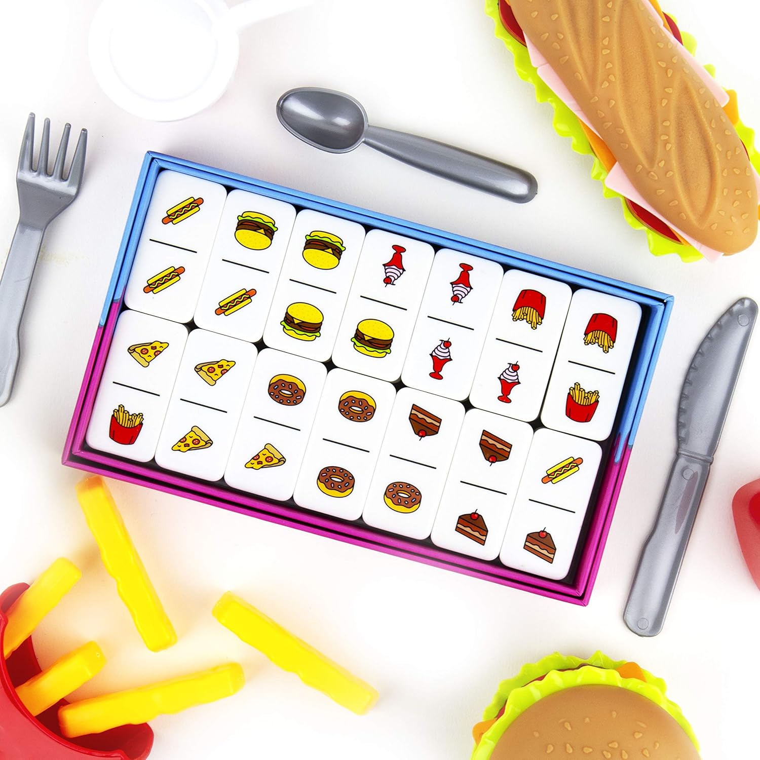 Gift Republic GR670010 Fat Free Games-Foodominoes 28 Piece, Multi