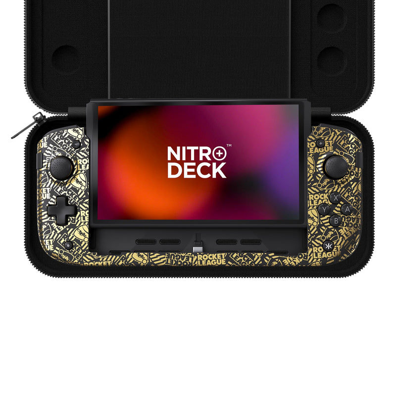 CRKD Nitro Deck+ Handheld Pro Controller for Nintendo Switch & OLED Model - TV Dockable - Programmable Sidekicks & Back Buttons - TruCollection System (Rocket League Gold Edition