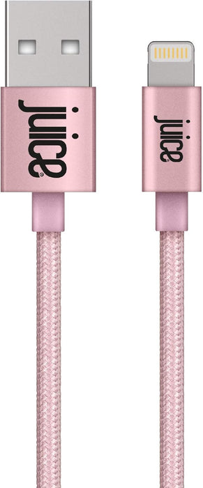 Juice Apple Lightning Cable 3m Braided Eco Rose Gold,iPhone 14, Max, Pro, Plus, iPhone 13, Max, Pro and Mini, iPhone 12, Max, Pro and Mini, iphone 11, Pro, X, Xr, iPhone 8, 7, 6, SE, 5, iPad