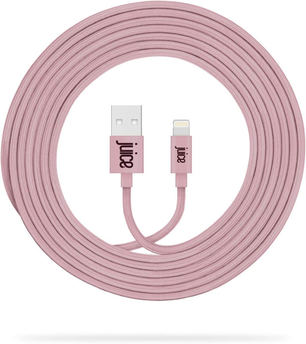 Juice Apple Lightning Cable 3m Braided Eco Rose Gold,iPhone 14, Max, Pro, Plus, iPhone 13, Max, Pro and Mini, iPhone 12, Max, Pro and Mini, iphone 11, Pro, X, Xr, iPhone 8, 7, 6, SE, 5, iPad