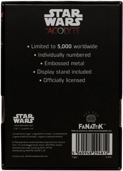 FaNaTtik Star Wars The Acolyte Limited Edition Metal Collectible Ingot