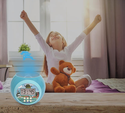 Lexibook, Disney Vaiana, Wecker-Projektor mit Alarmfunktion und Snooze-Schlummerfunktion, Nachtlicht mit Timer, LCD-Bildschirm, batteriebetrieben, Blau, RL977VN