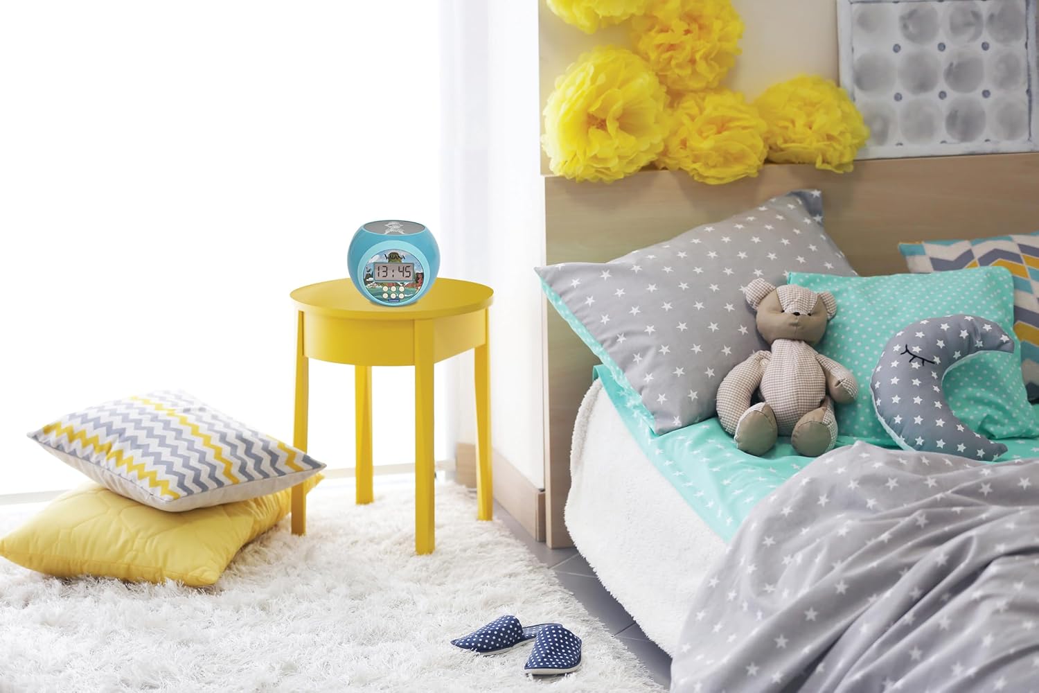 Lexibook, Disney Vaiana, Wecker-Projektor mit Alarmfunktion und Snooze-Schlummerfunktion, Nachtlicht mit Timer, LCD-Bildschirm, batteriebetrieben, Blau, RL977VN