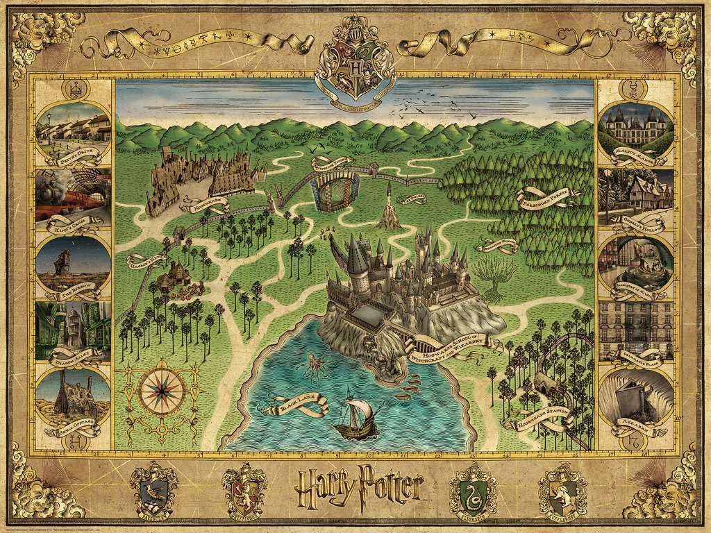 Ravensburger 12000720 - Hogwarts Map - 1500 pieces jigsaw puzzle – Puzzle for adults and kids age 14 years up, Harry Potter jigsaw, Harry Potter gifts