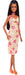 Barbie Fashionistas Pop #233 met Zwart Haar, in Midi-jurk met Oranje Ruiten en Roze Bloemen, met Ketting en Sandalen, HYT91