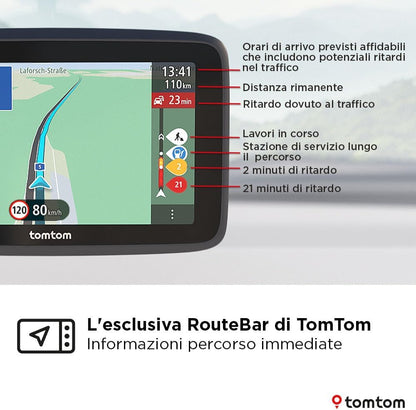 TomTom Car Sat Nav GO Classic 2nd (5 inch, with Traffic information, speed cam alert trial, Europe Map updates included, updates via WiFi, Moving Lane Guidance, integrated reversible mount)