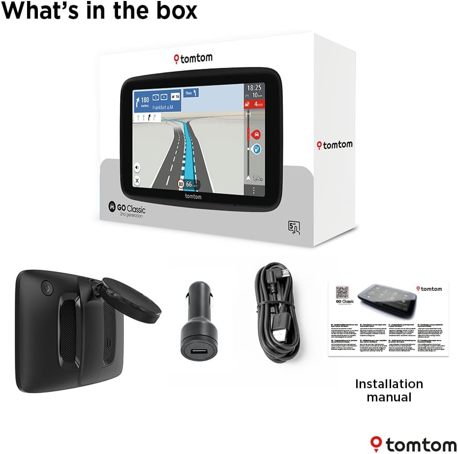 TomTom Car Sat Nav GO Classic 2nd (5 inch, with Traffic information, speed cam alert trial, Europe Map updates included, updates via WiFi, Moving Lane Guidance, integrated reversible mount)