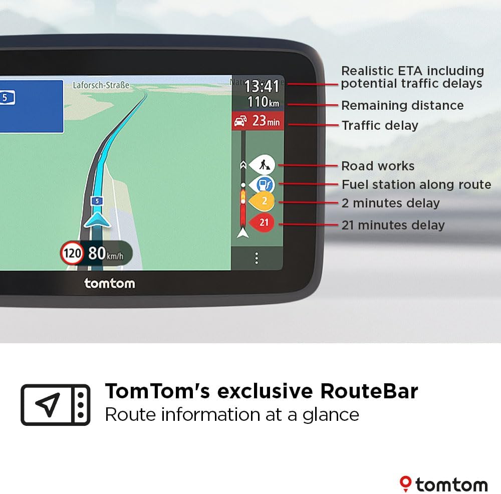 TomTom Car Sat Nav GO Classic 2nd (5 inch, with Traffic information, speed cam alert trial, Europe Map updates included, updates via WiFi, Moving Lane Guidance, integrated reversible mount)