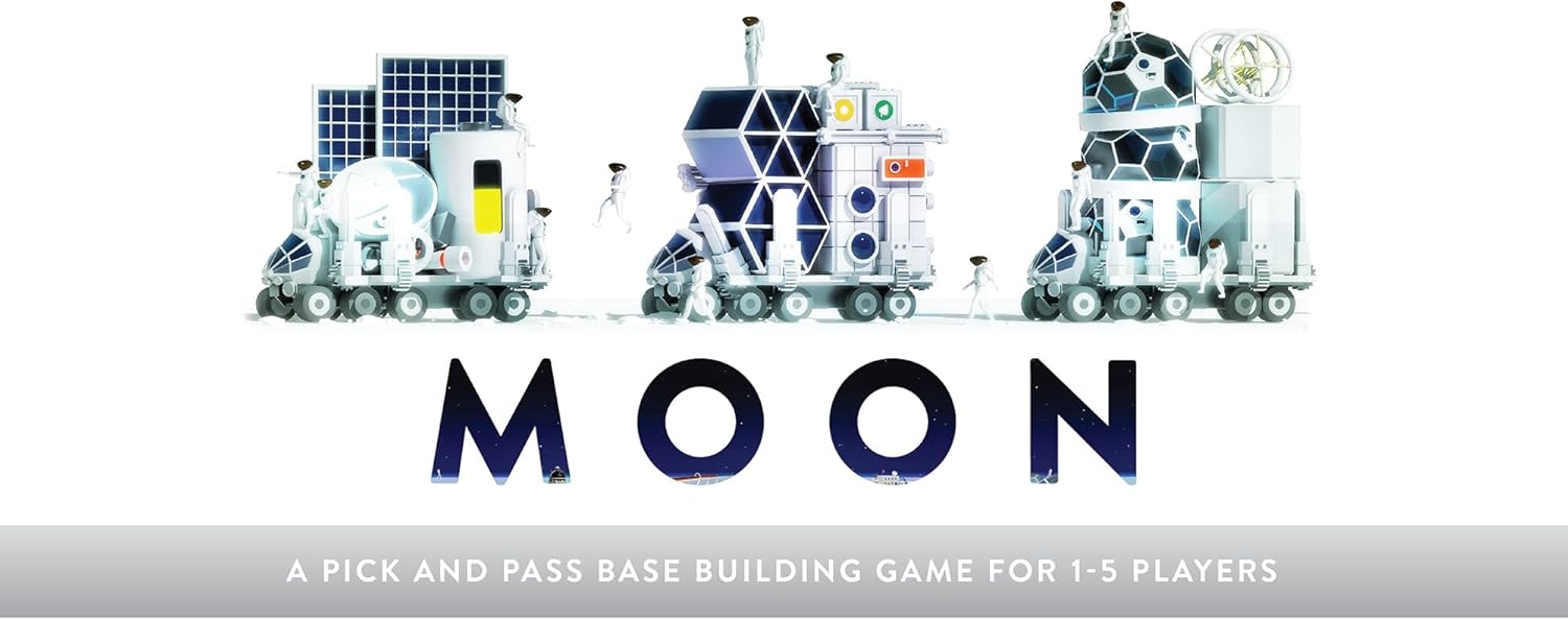 Sinister Fish Games: Moon - A Lunar Competitive Sci-Fi Board Game, A Pick & Pass Base-Building Game for 1-5 Players, Ages 10+