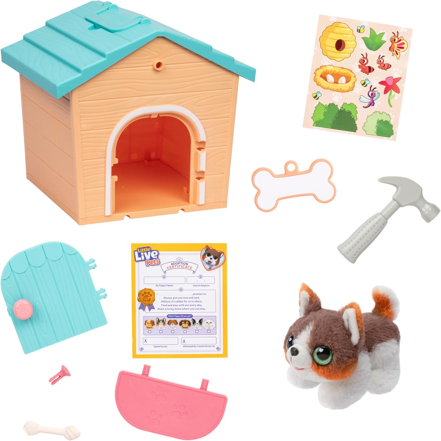 Little Live Pets My Puppy's Home Minis - Teal & Orange Home Plush Toy Puppy and Kennel Playset Surprise Reveal! Build Your Puppy's Home, Name Your Puppy and SURPRISE! Puppy Appears!