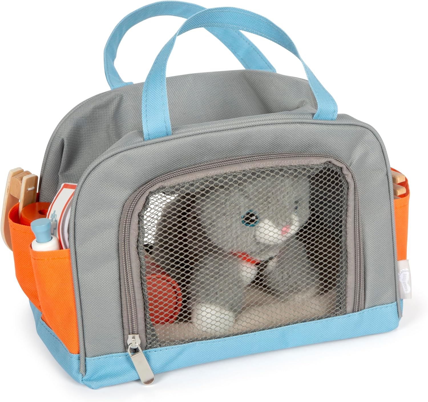 Small Foot Katze mit Tasche und Pflege-Set, 15-teiliges Haustier-Spielzeug für Kinder ab 2 Jahren, Rollenspiel für Tierpflege, 12601, Bunt