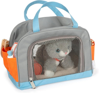Small Foot Katze mit Tasche und Pflege-Set, 15-teiliges Haustier-Spielzeug für Kinder ab 2 Jahren, Rollenspiel für Tierpflege, 12601, Bunt