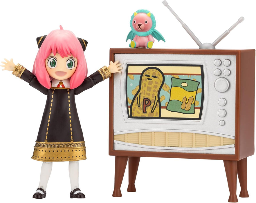 Total Anime Spy X Family Anya Forger - 6.5-Inch Scale Figure with Swappable Faceplates, Alternate Hands, Teddy Bear, and TV Set