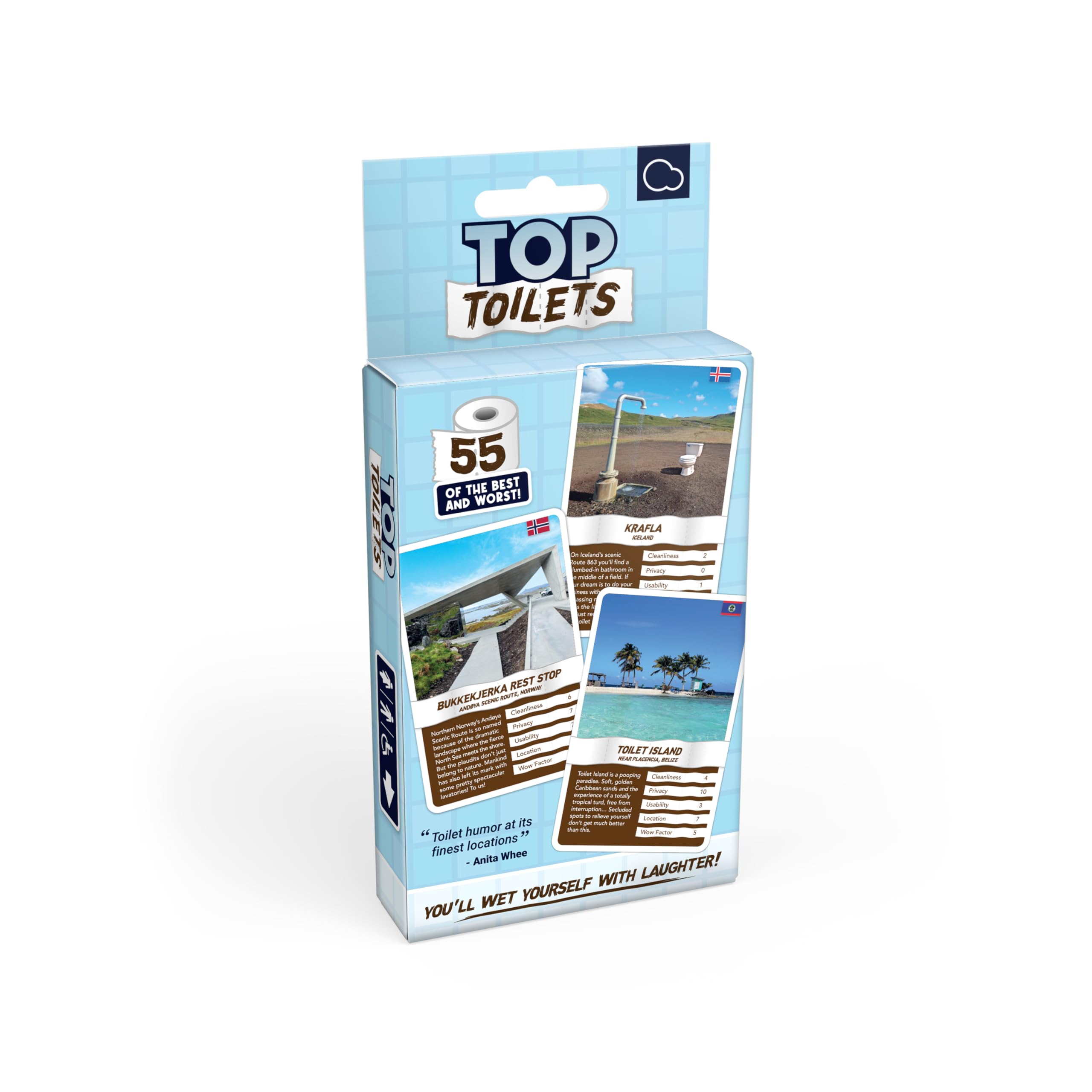 Bubblegum Stuff Top Toilets - 55 Best & Worst Loos - Outcore Your Opponents - Steal Every Toilet - Win The Game For Lavatory Lovers - 55 Flashcards (17.5 x 8.5cm)