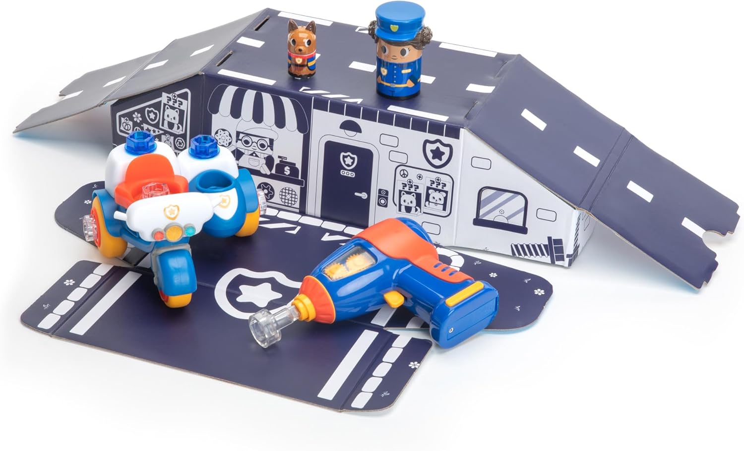 Moto de policía con figuras atornillables Bolt Buddies de Design & Drill de Learning Resources, juguete de construcción para desarrollar la motricidad fina