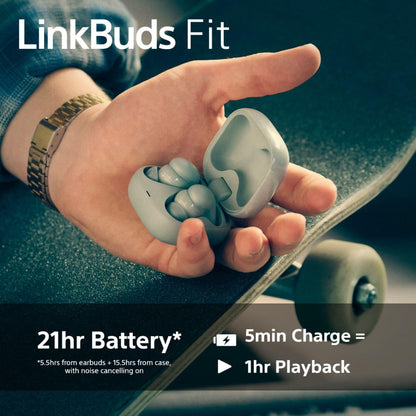 Sony LinkBuds Fit – Truly Wireless Noise Cancelling Bluetooth Earbuds - All Day Comfort, IPX4, Hi-Res Audio, Ambient Sound Mode, 21Hrs Battery Life, Multipoint Connection, iOS & Android - Black