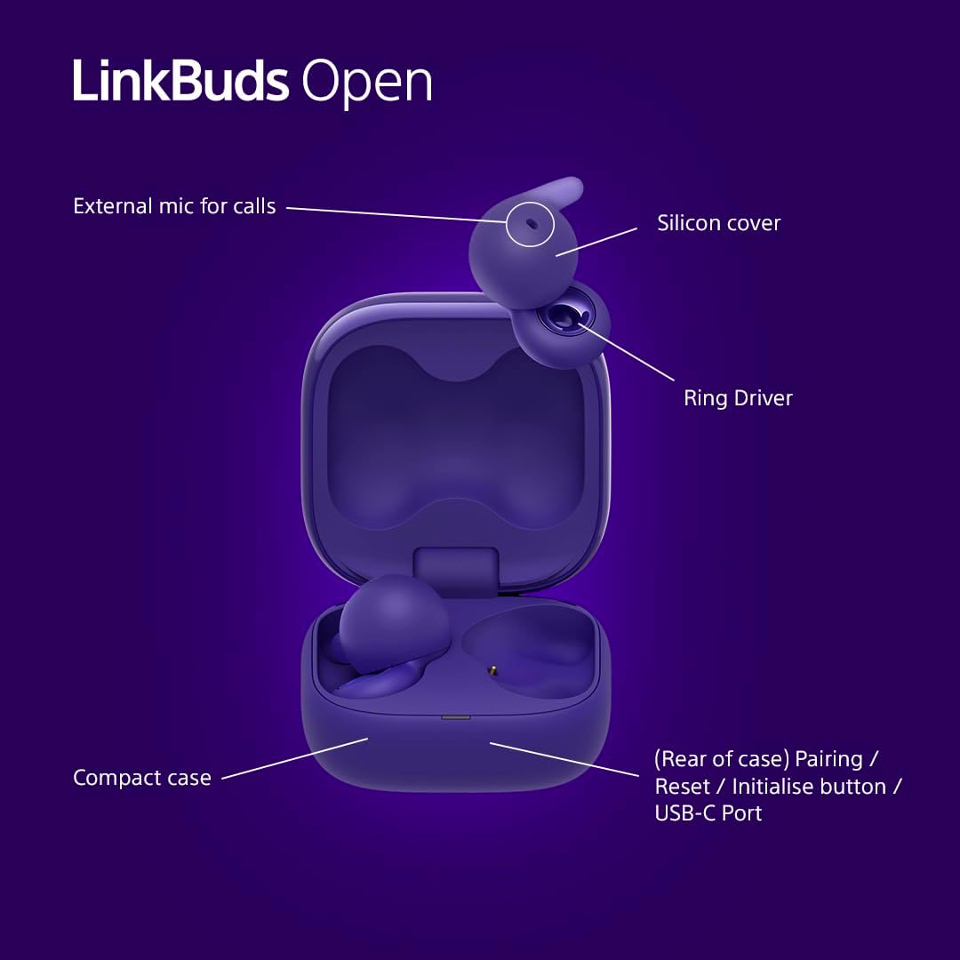 Sony LinkBuds Fit x Olivia Rodrigo: Truly Wireless Noise Cancelling Bluetooth Earbuds - All Day Comfort, IPX4, Hi-Res Audio, Ambient Sound Mode, 21Hrs Battery, Multipoint, iOS & Android - Violet
