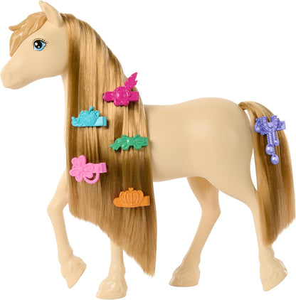 Barbie Horse & Accessories, Toys from Barbie Mysteries: The Great Horse Chase, Extra-long Mane for Brushing & Styling Fun (Styles May Vary), HXJ36