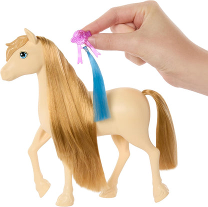 Barbie Horse & Accessories, Toys from Barbie Mysteries: The Great Horse Chase, Extra-long Mane for Brushing & Styling Fun (Styles May Vary), HXJ36