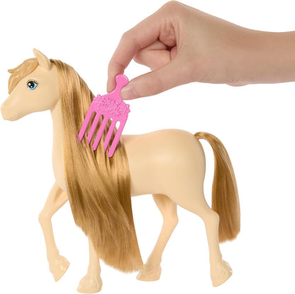 Barbie Horse & Accessories, Toys from Barbie Mysteries: The Great Horse Chase, Extra-long Mane for Brushing & Styling Fun (Styles May Vary), HXJ36
