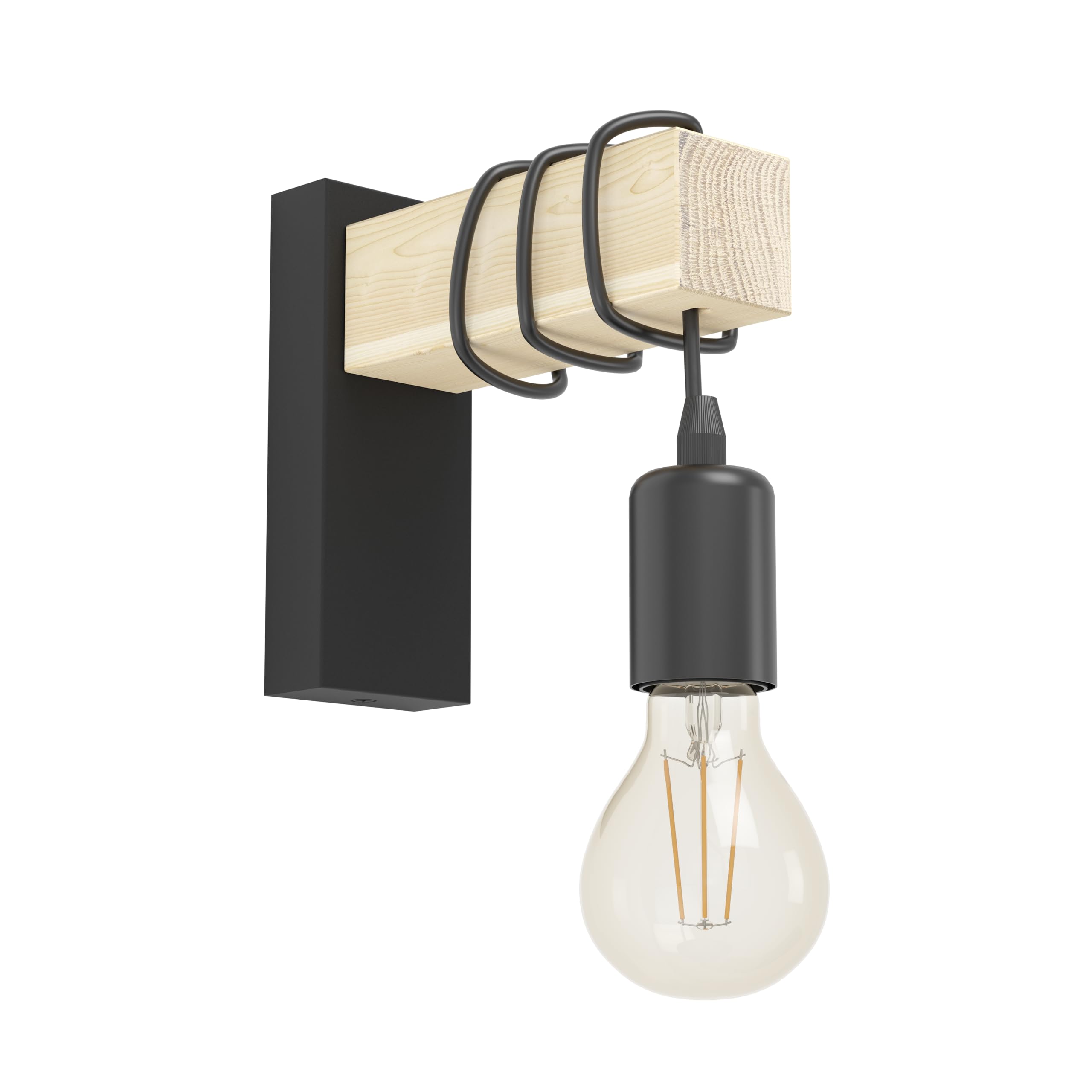 Eglo Townshend Wall Lamp In Black And Fsc-Approved Wood