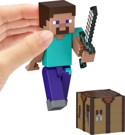 Mattel Collection de figurines et accessoires Minecraft, échelle de 8,3 cm avec motif pixelisé (les personnages peuvent varier