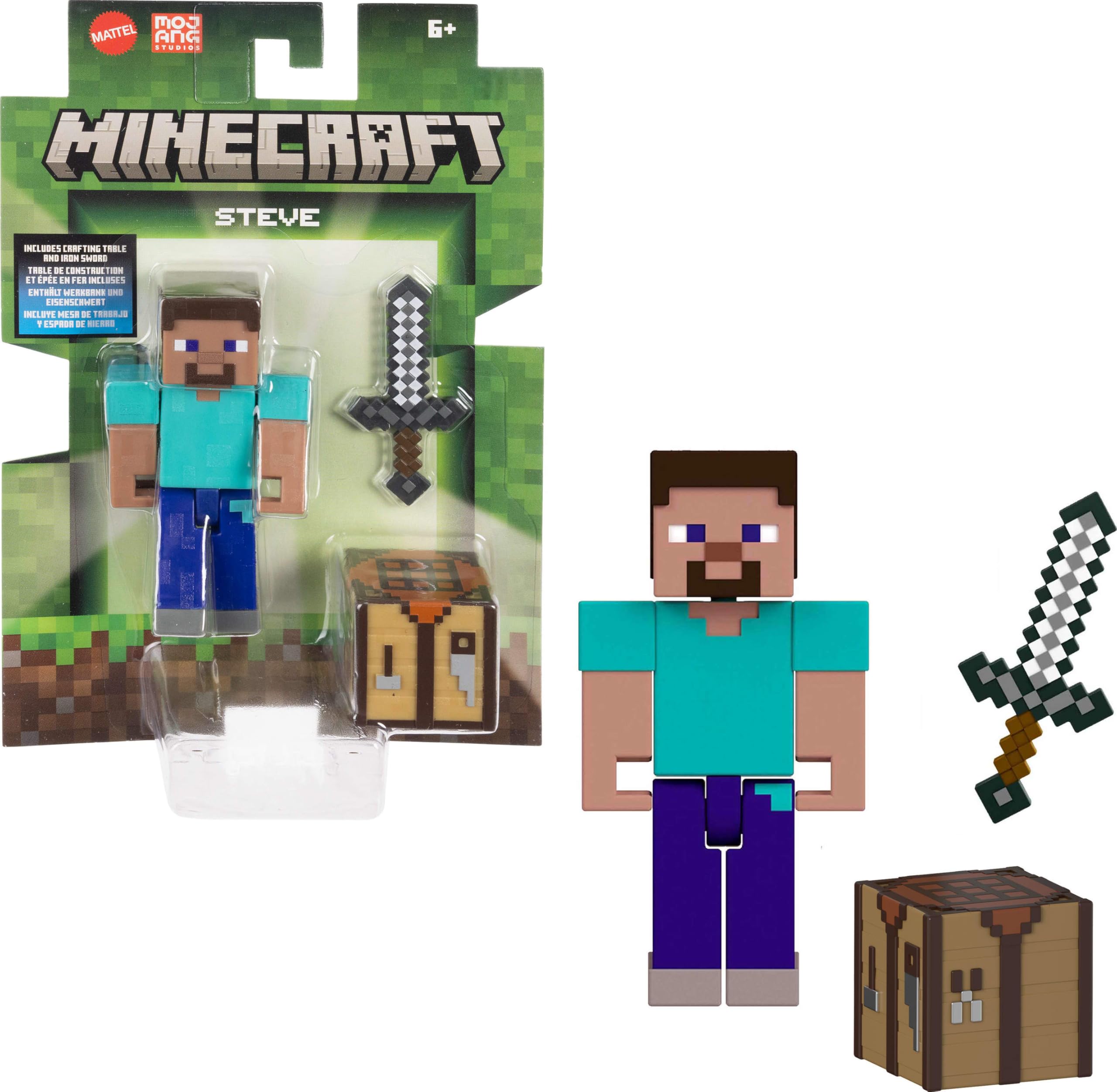 Mattel Collection de figurines et accessoires Minecraft, échelle de 8,3 cm avec motif pixelisé (les personnages peuvent varier