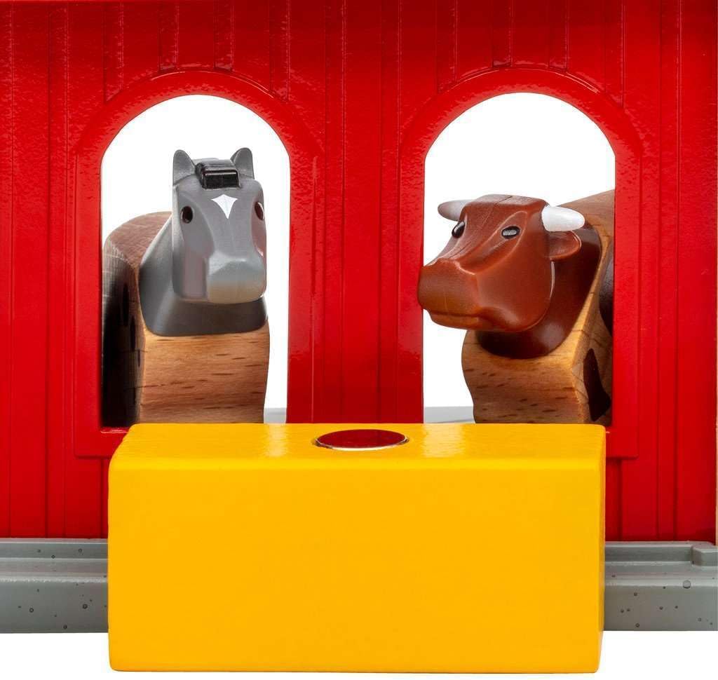 BRIO World Animal Barn Toy Accessory for Kids Age 3 Years Up - Wooden Railway Set Add On Accessories
