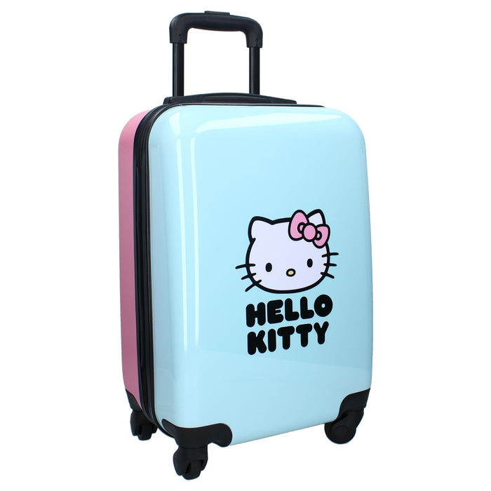 HELLO KITTY Hard ABS Suitcase Travel Trolley for Children – 4 Wheels – Extendable Handle – 46 x 33 x 21 cm – Capacity 31 Litres – Colour Blue and Pink – Voyage Vibes Series, azure, Valigia piccola