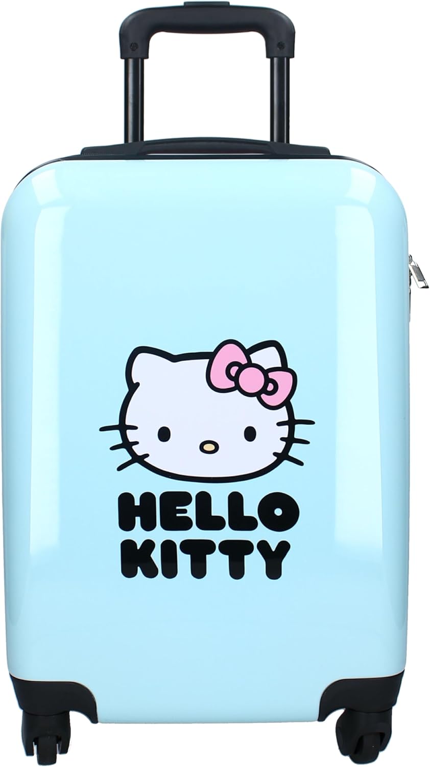 HELLO KITTY Hard ABS Suitcase Travel Trolley for Children – 4 Wheels – Extendable Handle – 46 x 33 x 21 cm – Capacity 31 Litres – Colour Blue and Pink – Voyage Vibes Series, azure, Valigia piccola