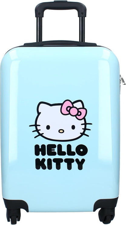 HELLO KITTY Hard ABS Suitcase Travel Trolley for Children – 4 Wheels – Extendable Handle – 46 x 33 x 21 cm – Capacity 31 Litres – Colour Blue and Pink – Voyage Vibes Series, azure, Valigia piccola