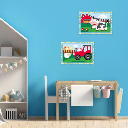 Ravensburger - CreArt Junior Series: The Farm, Paint by Number Kit, Contains Two Pre-Printed Boards, a Brush, Colors, Creative Game for Boys and Girls 5+ Years Old