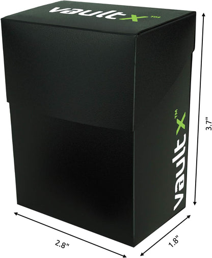 Vault X Deck Box and 100 Black Card Sleeves - Medium Size for Approx 80 Sleeved Cards - PVC Free Self Closing Protective Card Holder for TCG CCG (Medium w/Sleeves