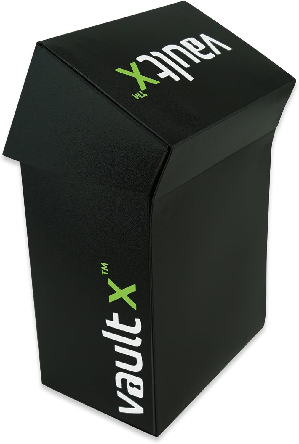 Vault X Deck Box and 100 Black Card Sleeves - Medium Size for Approx 80 Sleeved Cards - PVC Free Self Closing Protective Card Holder for TCG CCG (Medium w/Sleeves
