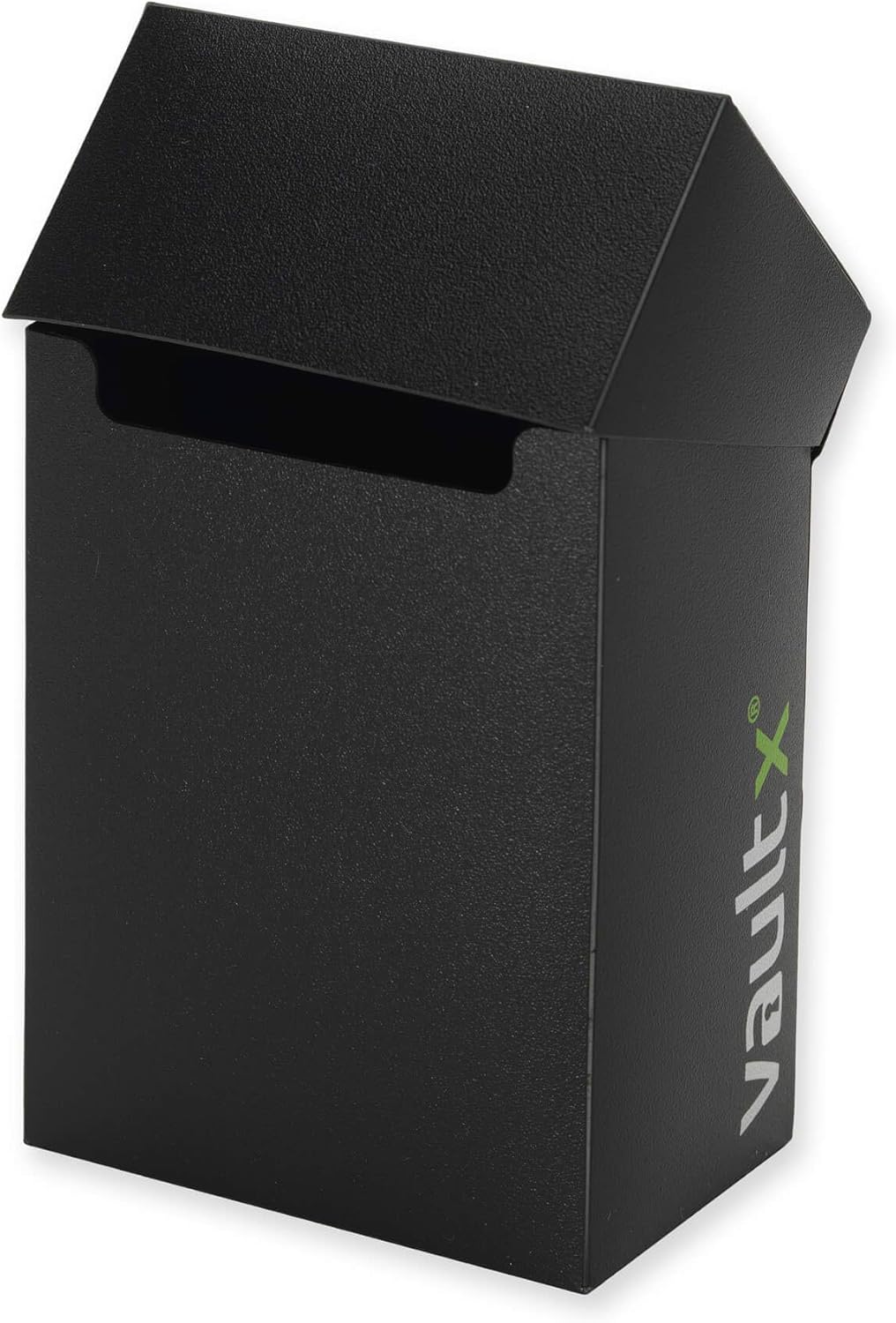 Vault X Deck Box and 100 Black Card Sleeves - Medium Size for Approx 80 Sleeved Cards - PVC Free Self Closing Protective Card Holder for TCG CCG (Medium w/Sleeves