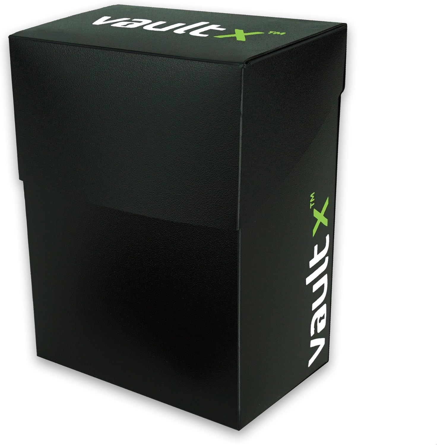 Vault X Deck Box and 100 Black Card Sleeves - Medium Size for Approx 80 Sleeved Cards - PVC Free Self Closing Protective Card Holder for TCG CCG (Medium w/Sleeves