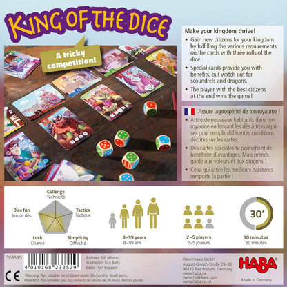 HABA 303590 King of the Dice- A tricky dice game for 2-5 players for 8 years and up - English Version (Made in Germany)
