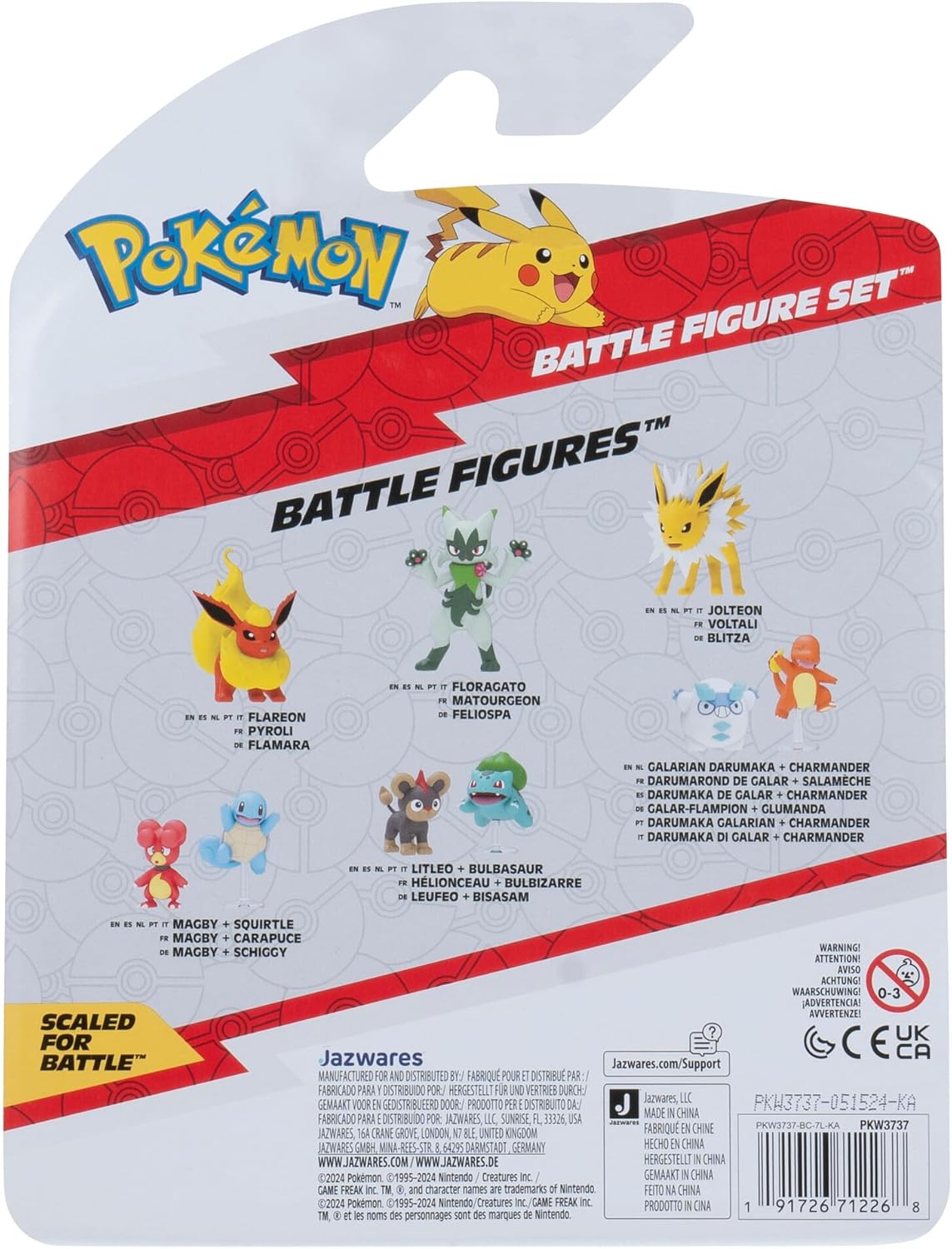 Pokémon PKW3737 Battle Figure Set - Eeve, Gladiantri, Smettbo, Official Figure Set