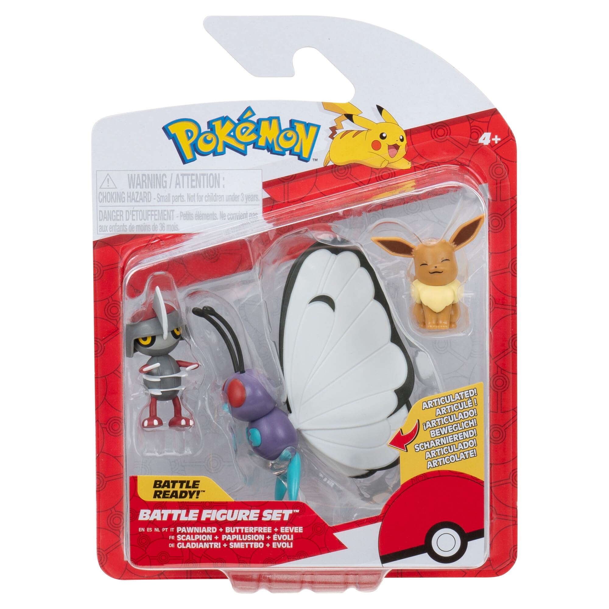 Pokémon PKW3737 Battle Figure Set - Eeve, Gladiantri, Smettbo, Official Figure Set