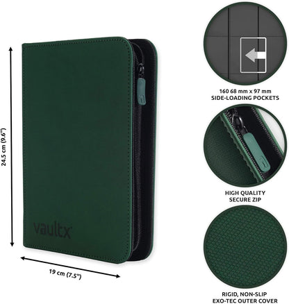 Vault X Premium Exo-Tec Zip Binder 4 Pocket, 20 Double-Sided Pages, 160 Side-Loading Slots for Board, Collectible or Trading Card Game Protective Folder Album