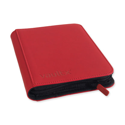 Vault X Premium Exo-Tec Zip Binder 4 Pocket, 20 Double-Sided Pages, 160 Side-Loading Slots for Board, Collectible or Trading Card Game Protective Folder Album (Red