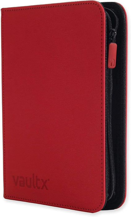 Vault X Premium Exo-Tec Zip Binder 4 Pocket, 20 Double-Sided Pages, 160 Side-Loading Slots for Board, Collectible or Trading Card Game Protective Folder Album (Red